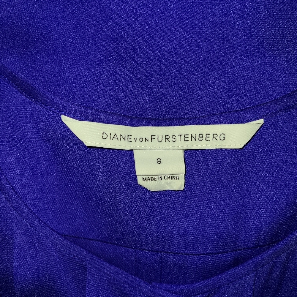Diane Von Furstenberg royal blue long sleeve silk lycra midi dress 8 FRANCESCA - Picture 14 of 16